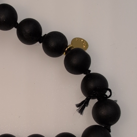 Gorjana Hannah Drusy Black and Gold Beaded Necklace with Tassel Mana Beads - Picture 6 of 7